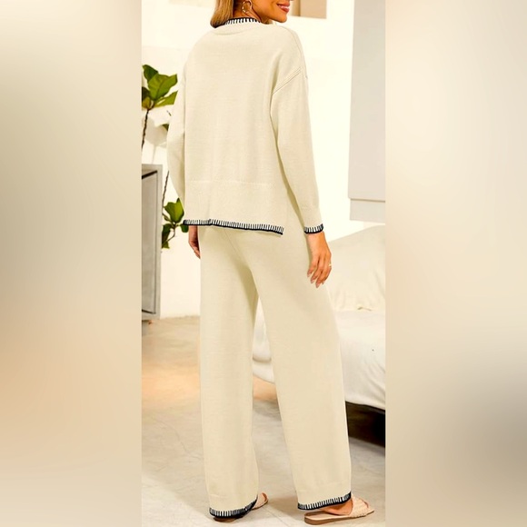 NWT CAKULO Women’s 2 Piece V-Neck Pullover Sweaters & Wide Leg Pants. Size: (XL) - Picture 3 of 15